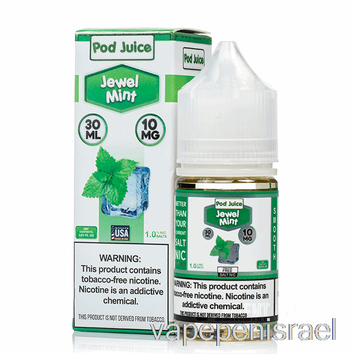 חד פעמי Vape Israel Jewel Mint - מיץ תרמילים - 30 מ"ל 0 מ"ג